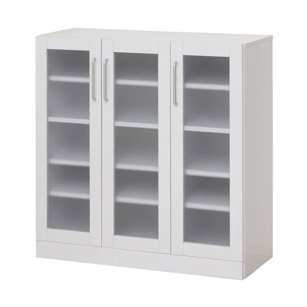 食器棚幅89.5cm高さ90cmメラミンすりガラス背面化粧