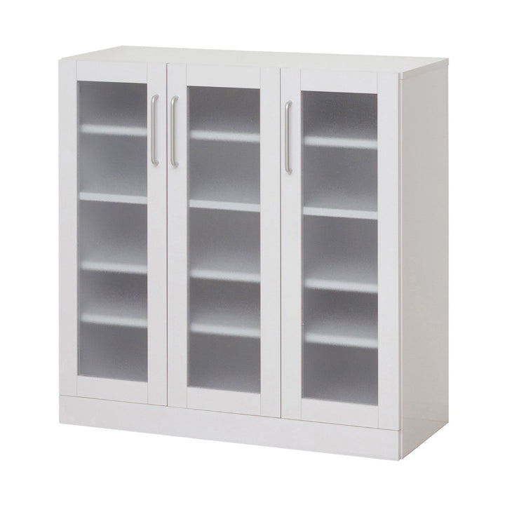 食器棚幅89.5cm高さ90cmメラミンすりガラス背面化粧