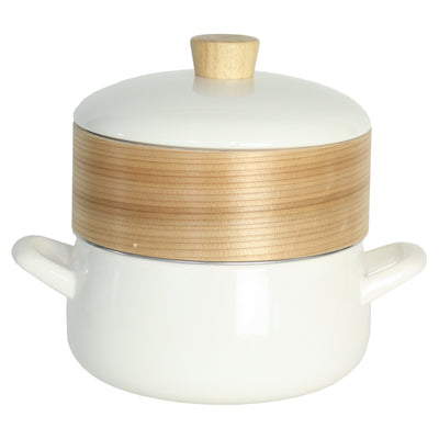 せいろ付きホーロー鍋 20cm IH対応 ホーロー蓋付き 富士ホーロー Honey Ware