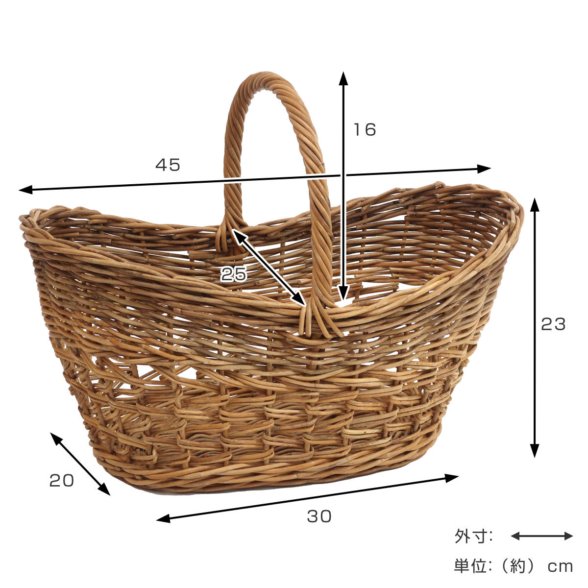 かご アラログ レトロ オーバル バスケット 幅45cm ラタン – ハウジー