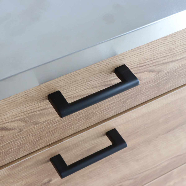 キッチンカウンター幅104.7cmステンレス天板木目調日本製完成品