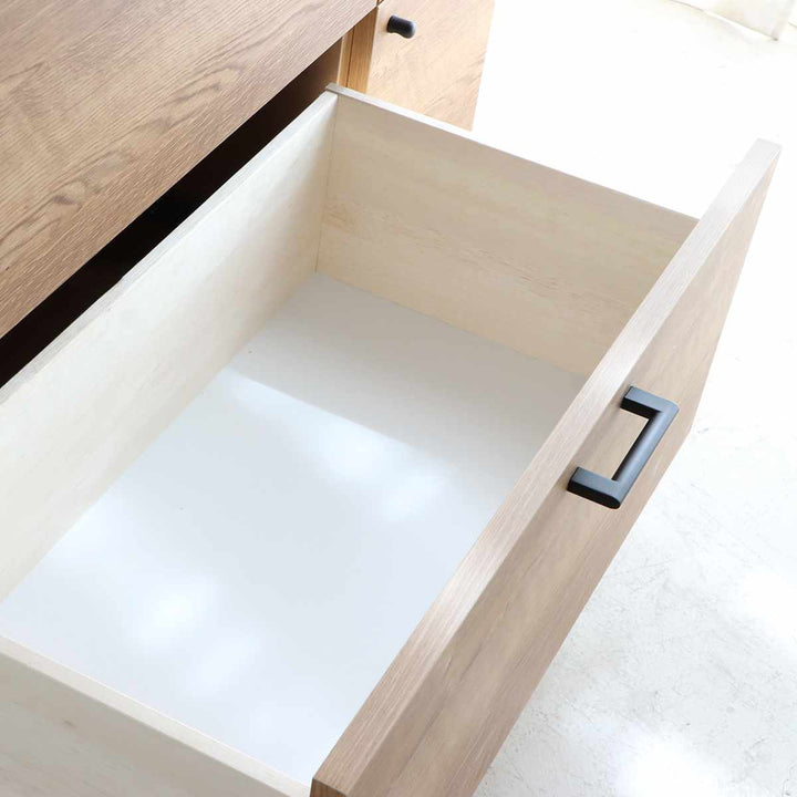 キッチンカウンター幅104.7cmステンレス天板木目調日本製完成品