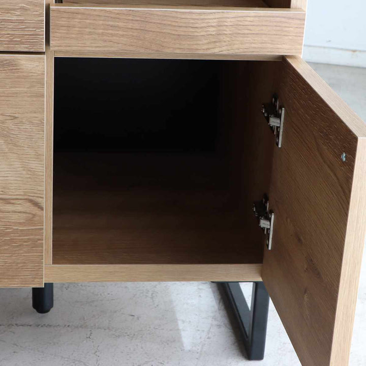 キッチンカウンター幅104.7cmステンレス天板木目調日本製完成品