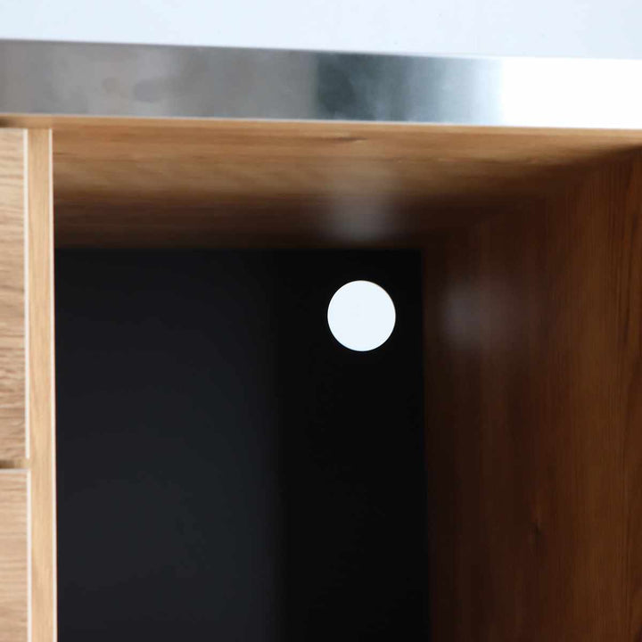 キッチンカウンター幅104.7cmステンレス天板木目調日本製完成品