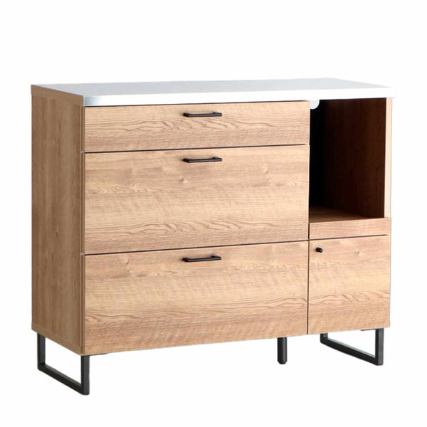 キッチンカウンター幅104.7cmステンレス天板木目調日本製完成品