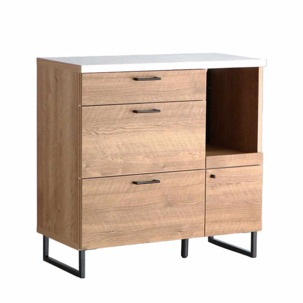 キッチンカウンター幅89.7cmステンレス天板木目調日本製完成品