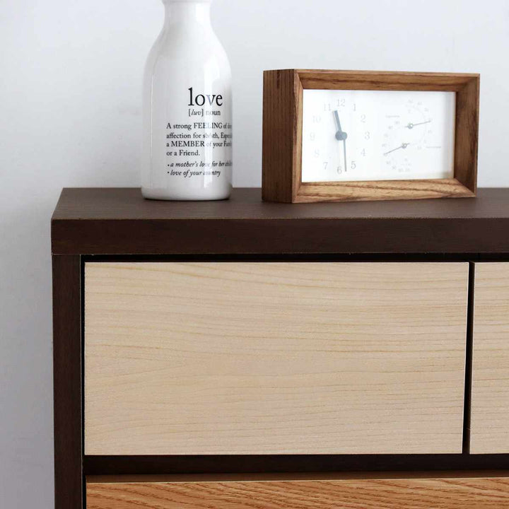 チェスト5段幅90cm木目調日本製