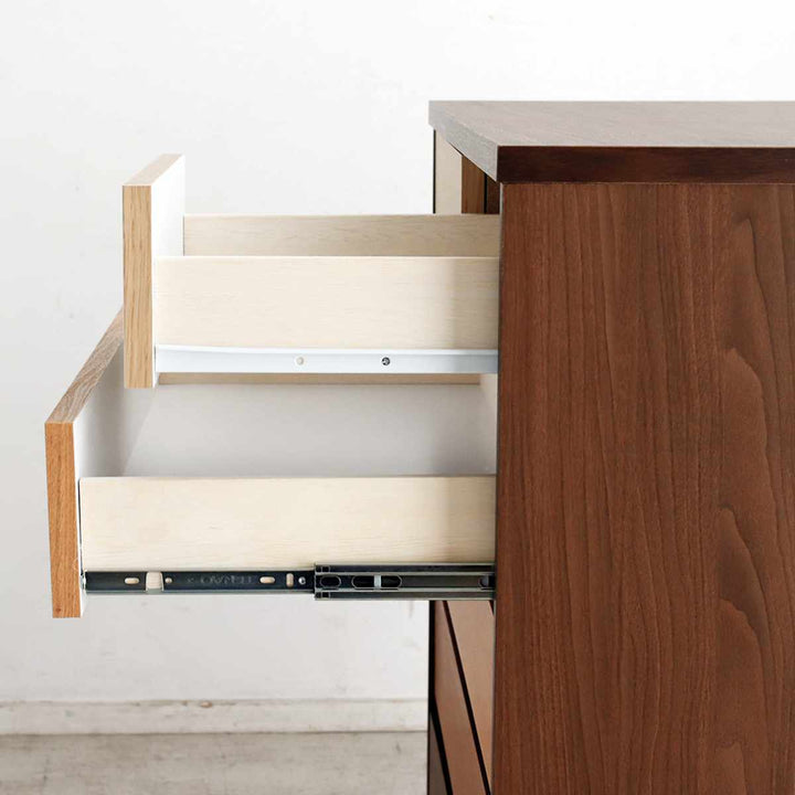 チェスト5段幅90cm木目調日本製