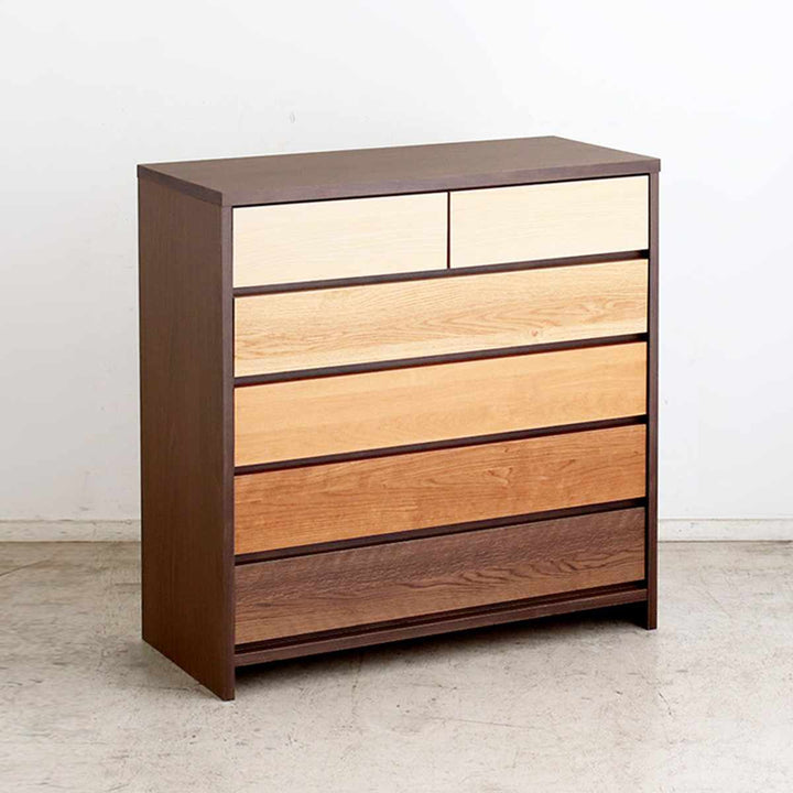 チェスト5段幅90cm木目調日本製