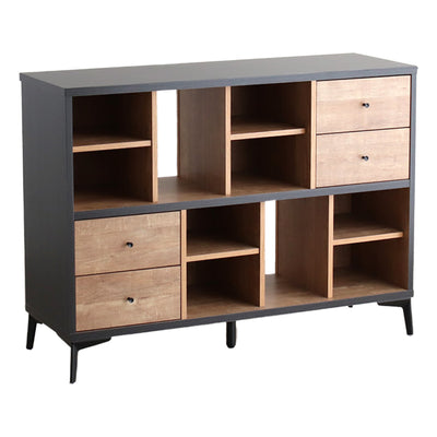 ローシェルフ 幅120cm 引き出し 木目調 日本製 脚付き