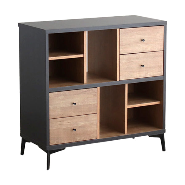 ローシェルフ幅90cm引き出し木目調日本製脚付き