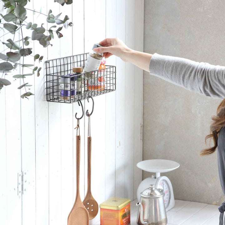 かごジョセフアイアンショートワイヤーバスケット壁掛け幅32×奥行10×高さ14cm