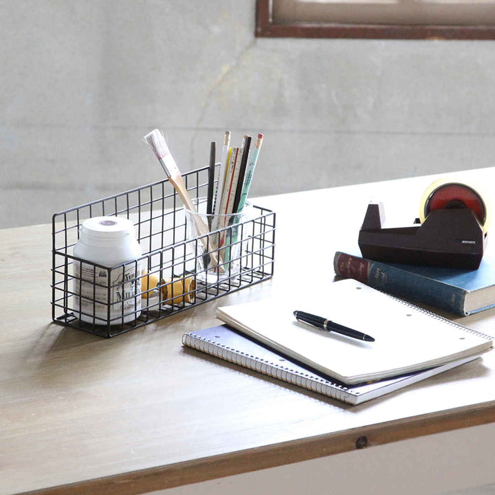 かごジョセフアイアンショートワイヤーバスケット壁掛け幅32×奥行10×高さ14cm