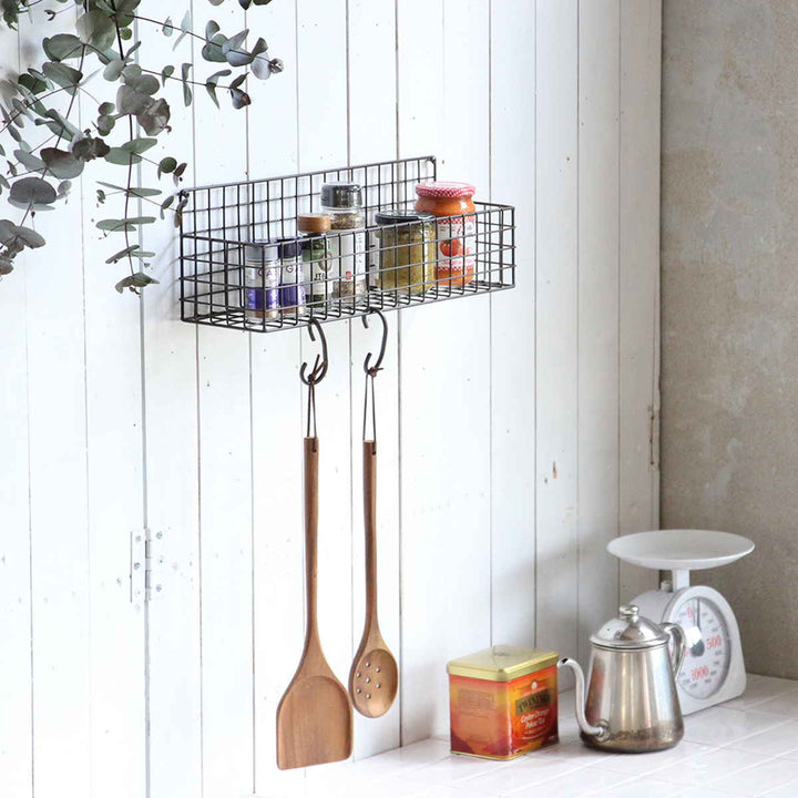 かごジョセフアイアンMサイズワイヤーバスケット壁掛け幅42×奥行12×高さ14cm