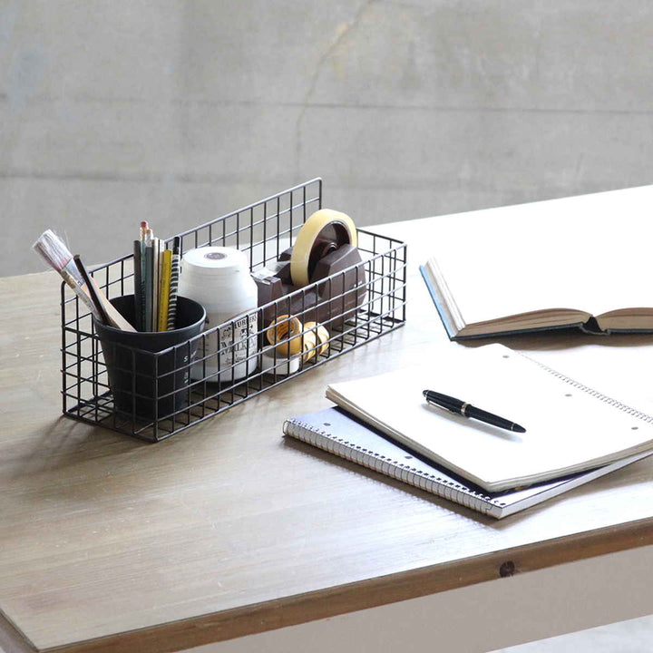 かごジョセフアイアンMサイズワイヤーバスケット壁掛け幅42×奥行12×高さ14cm