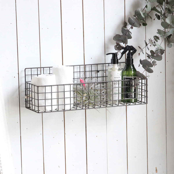 かごジョセフアイアンMサイズワイヤーバスケット壁掛け幅42×奥行12×高さ14cm