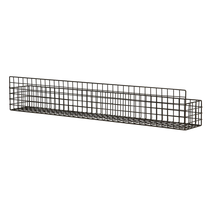 かごジョセフアイアンロングワイヤーバスケット壁掛け幅80×奥行12×高さ14cm