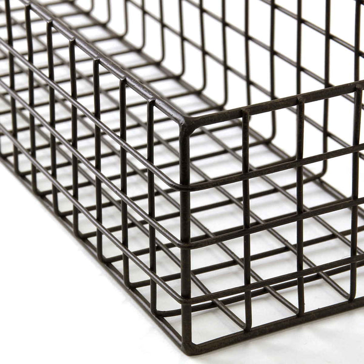 かごジョセフアイアンロングワイヤーバスケット壁掛け幅80×奥行12×高さ14cm