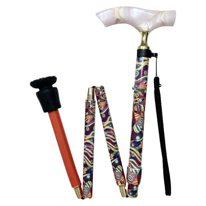 杖折りたたみ5段階調節デザイナーズアートステッキおしゃれ