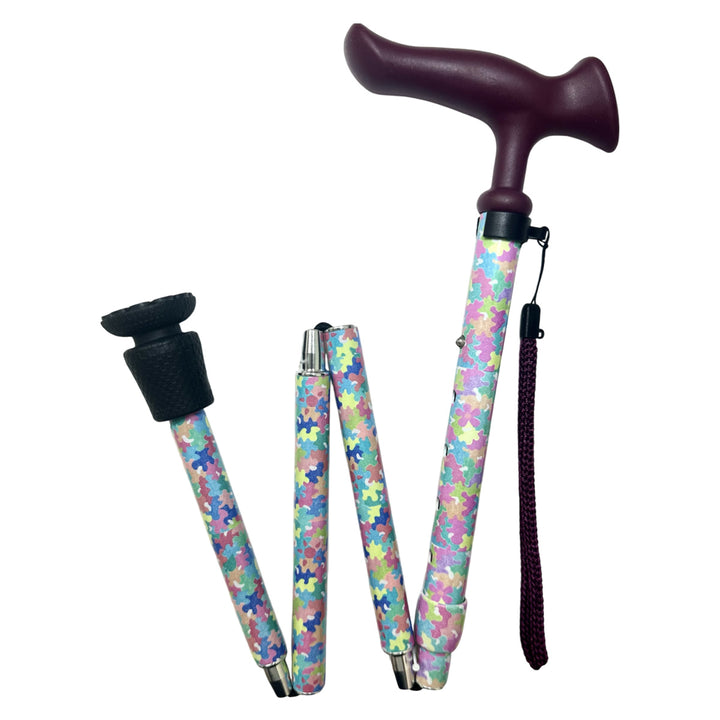 杖折りたたみ5段階調節チャレンジドアートステッキおしゃれ