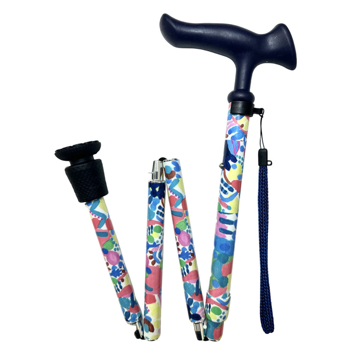 杖折りたたみ5段階調節チャレンジドアートステッキおしゃれ