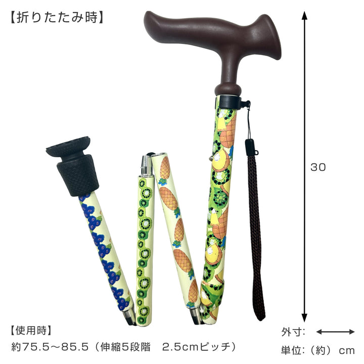杖折りたたみ5段階調節チャレンジドアートステッキおしゃれ