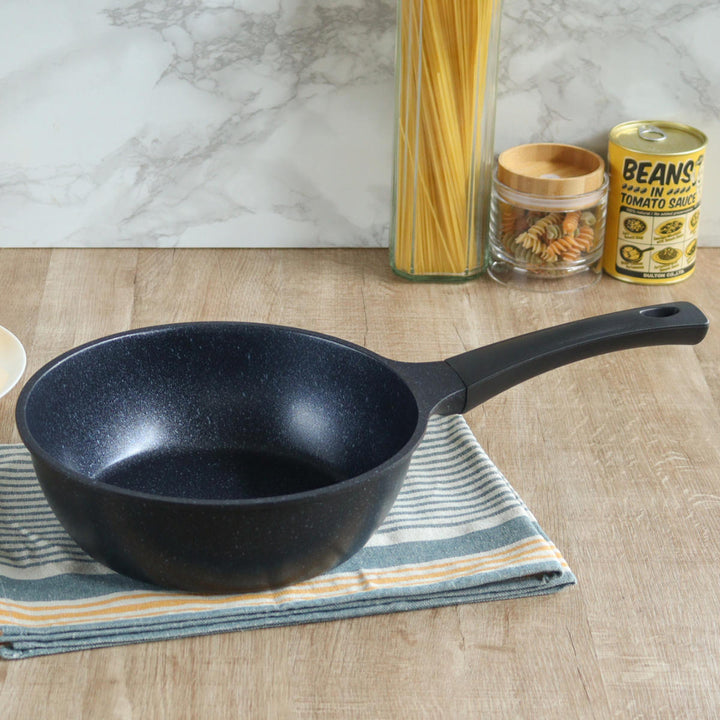 フライパン24cm深型IH対応軽量ダイヤモンドマーブルコーティング