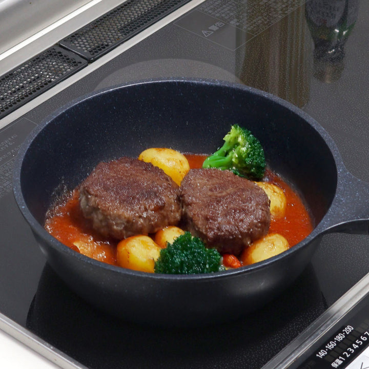 フライパン24cm深型IH対応軽量ダイヤモンドマーブルコーティング