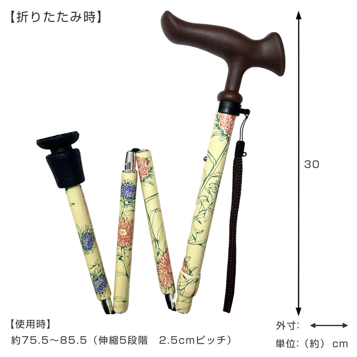 杖折りたたみ5段階調節デザイナーズアートステッキおしゃれ