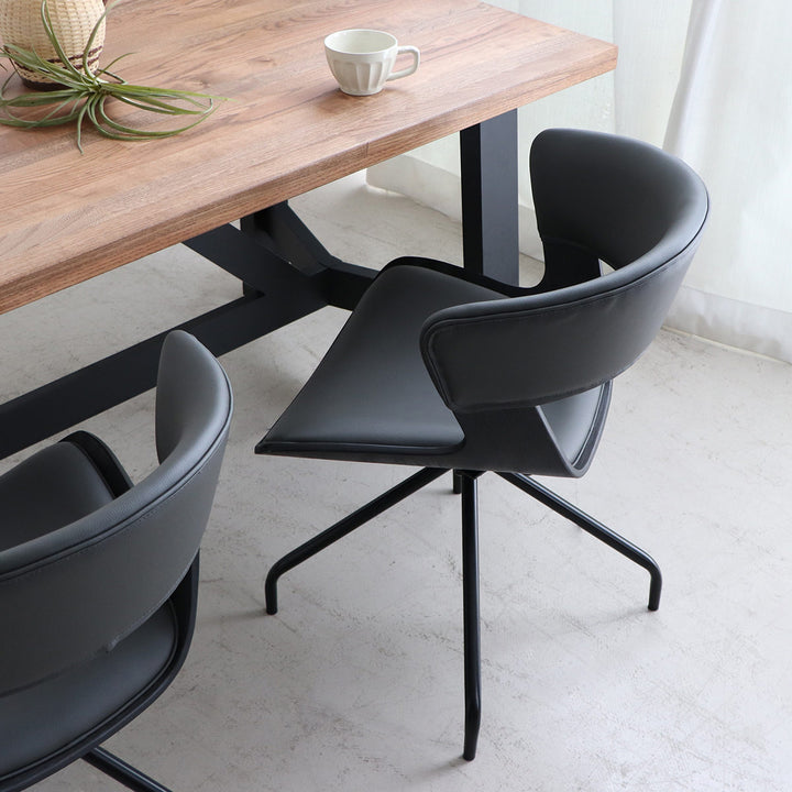 ダイニングチェア座面高43cm回転ラウンドチェアルシア