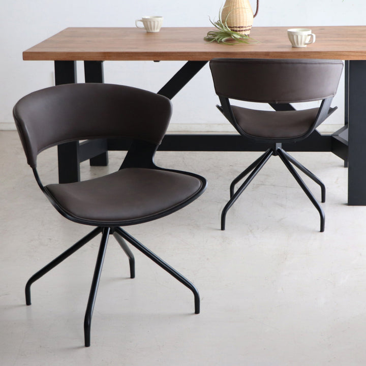 ダイニングチェア座面高43cm回転ラウンドチェアルシア