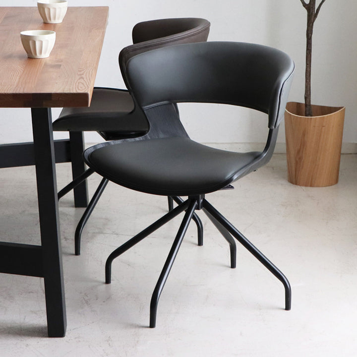 ダイニングチェア座面高43cm回転ラウンドチェアルシア