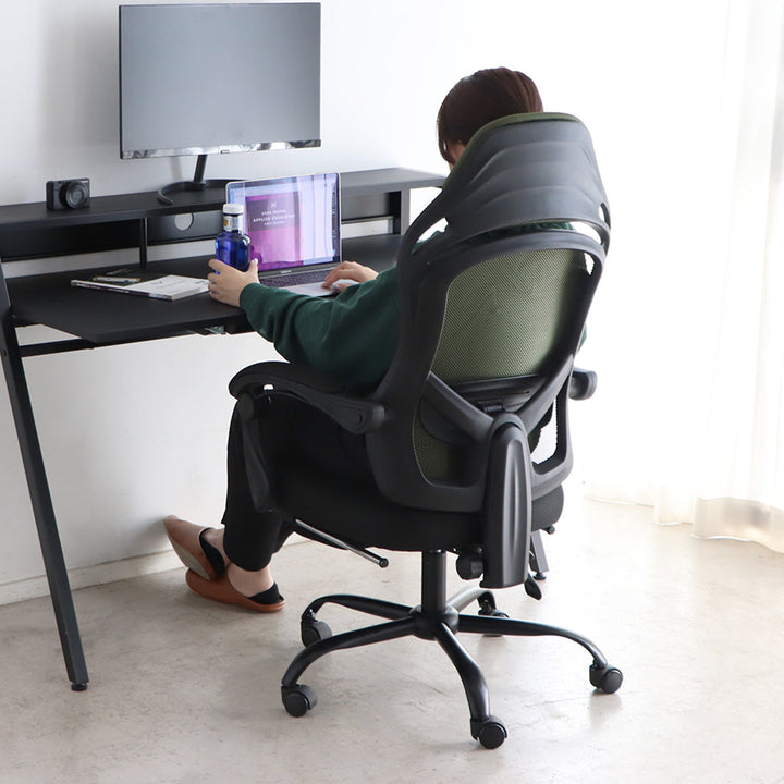 オフィスチェア座面高44.5～52.5cmヘッドレスト付きフットレスト付きメッシュFT