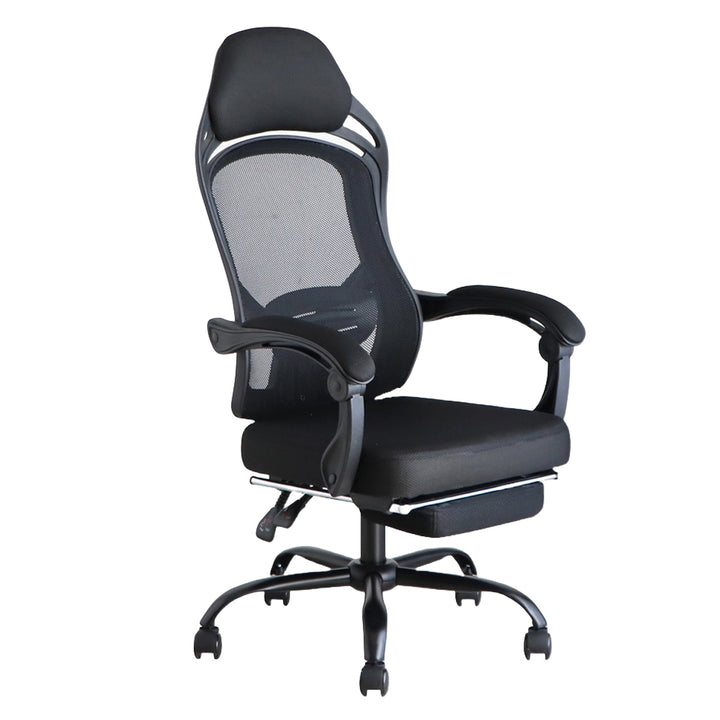 オフィスチェア座面高44.5～52.5cmヘッドレスト付きフットレスト付きメッシュFT