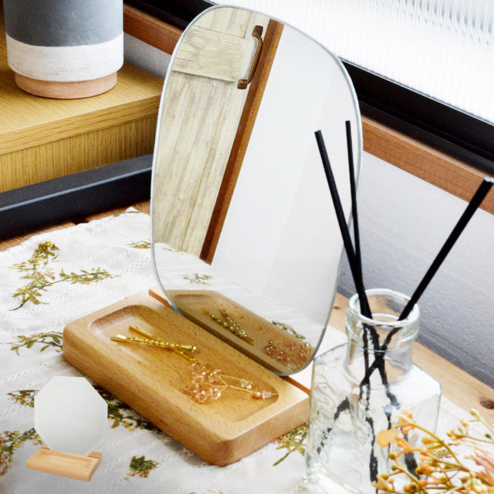 スタンドミラーモーメント木製スタンド付き掛け置き兼用