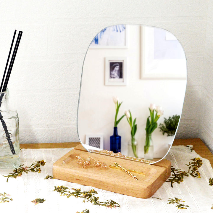 スタンドミラーモーメント木製スタンド付き掛け置き兼用