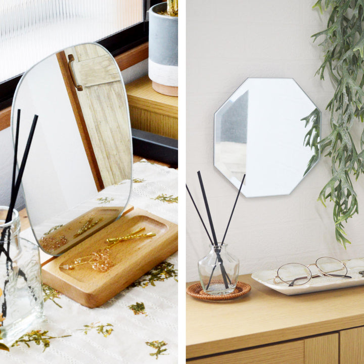 スタンドミラーモーメント木製スタンド付き掛け置き兼用