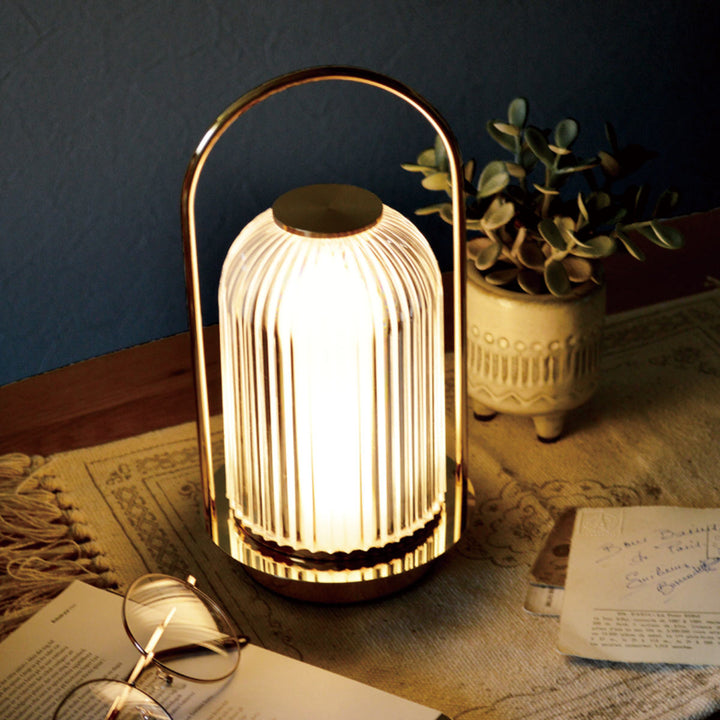 テーブルライトガラス製無段階調光充電式クラルテドームLEDランタン