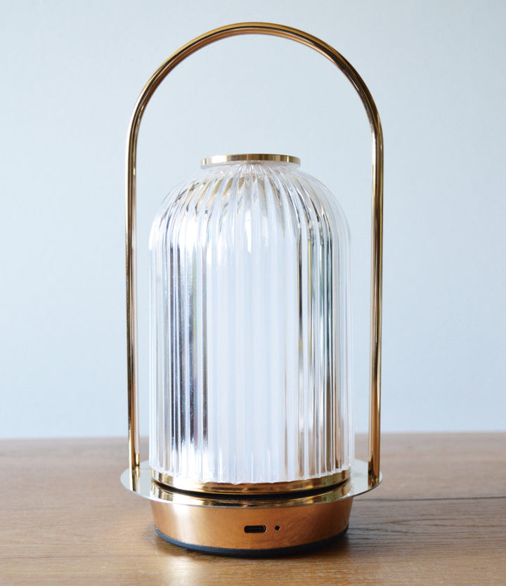 テーブルライトガラス製無段階調光充電式クラルテドームLEDランタン