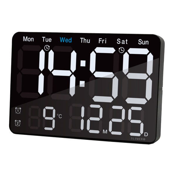 置き時計LEDデジタル時計リモコン付き置き掛け兼用SLOWERビエント