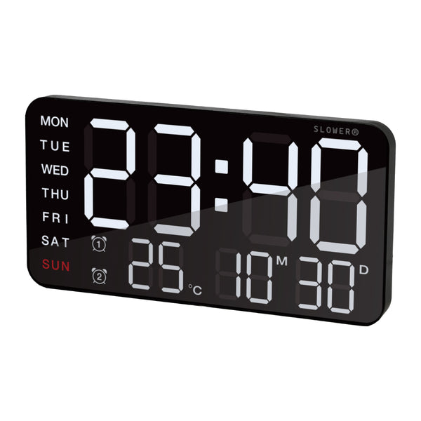 置き時計LEDデジタル時計温度計付き置き掛け兼用SLOWERシエロ