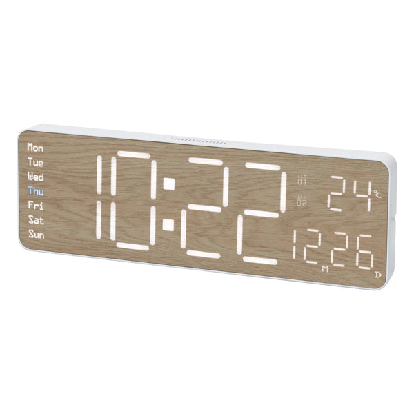 置き時計LEDデジタル時計リモコン付き置き掛け兼用SLOWERリコウッド