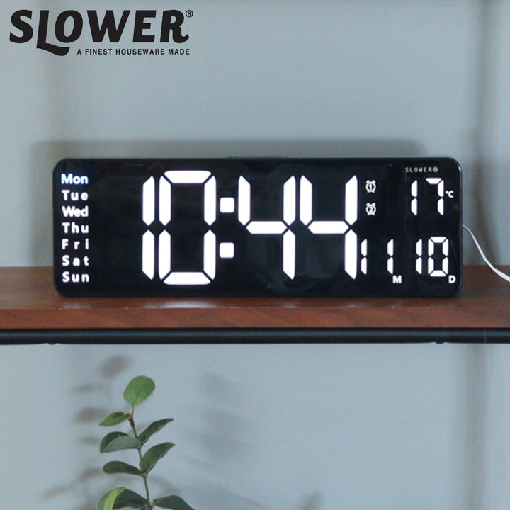 置き時計LEDデジタル時計リモコン付き置き掛け兼用SLOWERリコ