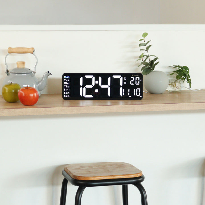 置き時計LEDデジタル時計リモコン付き置き掛け兼用SLOWERリコ