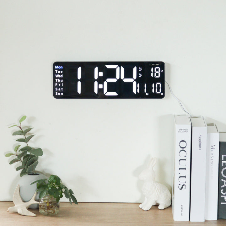 置き時計LEDデジタル時計リモコン付き置き掛け兼用SLOWERリコ