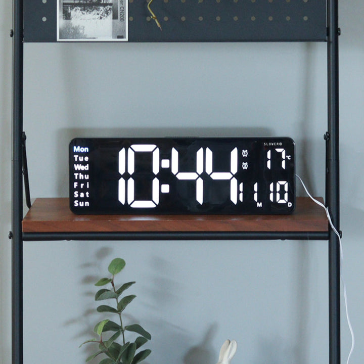 置き時計LEDデジタル時計リモコン付き置き掛け兼用SLOWERリコ