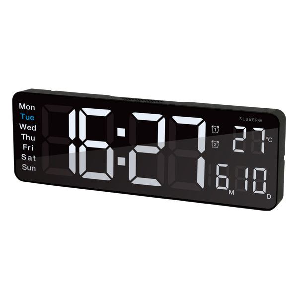 置き時計LEDデジタル時計リモコン付き置き掛け兼用SLOWERリコ