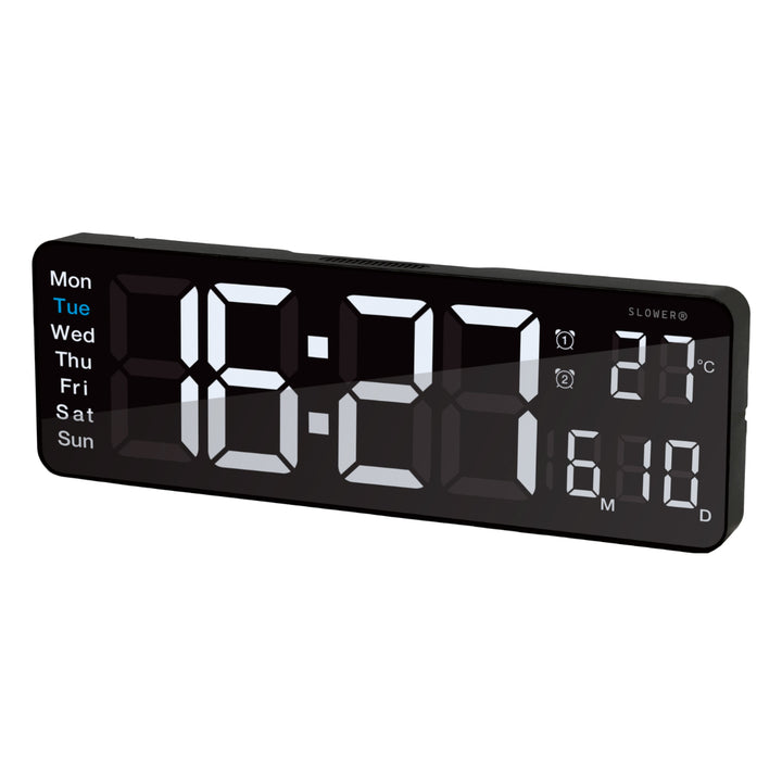 置き時計LEDデジタル時計リモコン付き置き掛け兼用SLOWERリコ