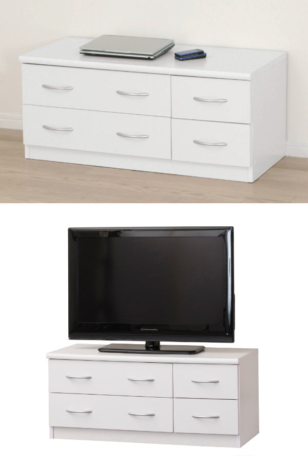 ローチェスト2段4杯シンプルデザインホワイト約幅90cm