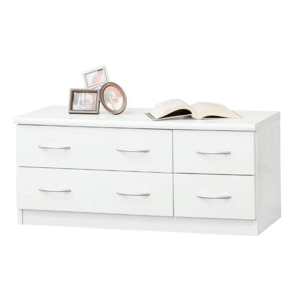 ローチェスト2段4杯シンプルデザインホワイト約幅90cm